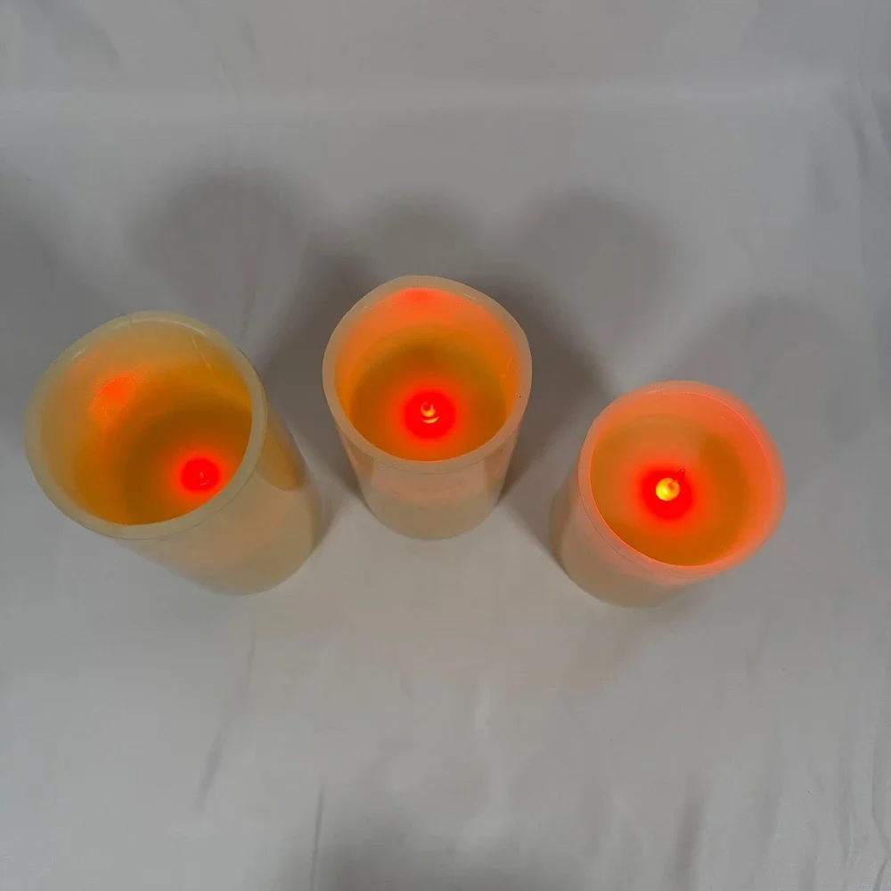 Glow Candles LED Pillar Candles Cream Color Changing Remote Set of 3